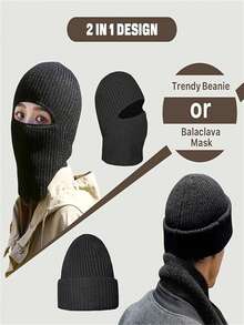 2-In-1 Balaclava Knit Hat, Unisex Warm Ski Mask Beanie, Windproof Face Cover, Soft & Comfortable, Fashionable & Versatile - Multicolor - View 9