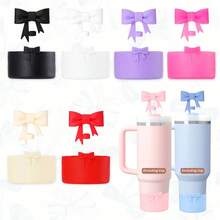 2 قطعة من إكسسوارات الكوب، 1 قطعة من أغطية الحلقات، غطاء قش سيليكون لكأس بسعة 30 و40 أونصة، مع أكمام سيليكون على شكل فيونكة، أغطية واقية للكوب الزجاجية، مستلزمات العودة للمدرسة - السفينة القوس + قبعة من القش - مشاهدة 14