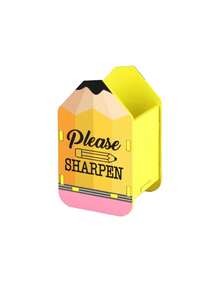 1pc Wooden Splicing Pen Holder. Yellow Pencil Shaped Pen Holder, Desktop Miscellaneous Storage Pen Holder, Pencil Holder, Eraser Storage Box, For Storing Pencils, Desktop Organizer Back To School,Pencil Case,Pencil Pouch,School Bag