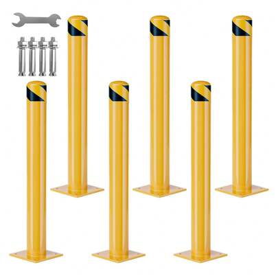 Safety Bollard, 30 Inch Height Bollard Post, Steel Pipe Safety Bollard Post, Yellow Steel Bollard Perfect For Traffic-Sensitive Area