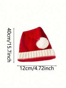1pc Christmas Holiday Costume Hat, Christmas Santa Claus Costume Hat, Holiday Celebration Pom Pom Knit Beanie, Christmas Hat, Red Santa Hat, Autumn/Winter Warm Hat, Knit Brimless Portable Hat, Versatile Cap