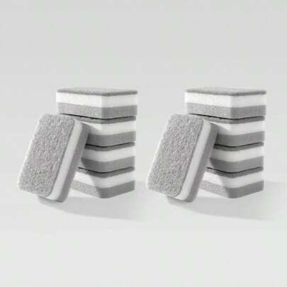 20pcs Double-Sided Cleaning Sponges Pan Pot Cleaning And Maintenance Washing Sponges Household Scouring Pad Kit Tools Brush For Kitchen Use