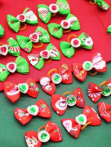 10件经典圣诞红绿宠物头饰，迷你可爱宠物毛发装饰配件，圣诞狗狗配饰，适合长毛猫和小型犬，款式随机 - 彩色 - 查看 9