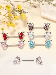 1 chiếc khuyên xỏ cơ thể hình trái tim và mặt trăng bằng thép không gỉ, thích hợp làm quà tặng/dùng trong các bữa tiệc, khuyên xỏ núm vú/lưỡi gợi cảm. - Nhiều màu - Xem 1