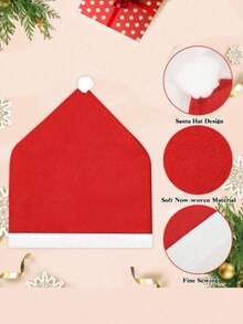 4 piezas - Funda para respaldo de silla de Papá Noel 2025, de 23.6*20 pulgadas, roja, desmontable y lavable, para la cena de solsticio de invierno, fiesta de Navidad, Año Nuevo, decoración de mesa del hogar, mejor regalo festivo, decoración navideña para el hogar, decoración de habitación
