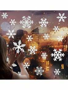 1 Set Of Snowflake Window Clings (114 Pieces) Set - Static Without Power Source, Suitable For Christmas And Winter Door Room Decor Bedroom Decor Kitchen Decor Wall Sticker Wall Decor Stickers - Multicolor - View 6