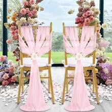 2/4/6/10 buc. Huse de scaun din șifon, 20 * 275 cm / 7,8 * 108 in, nuntă, Crăciun, decorațiuni de Ziua Îndrăgostiților, huse transparente pentru spate de scaun din organza pentru petrecere, eveniment, hotel, sufragerie, ziua de naștere, petrecere pentru copii, picnic