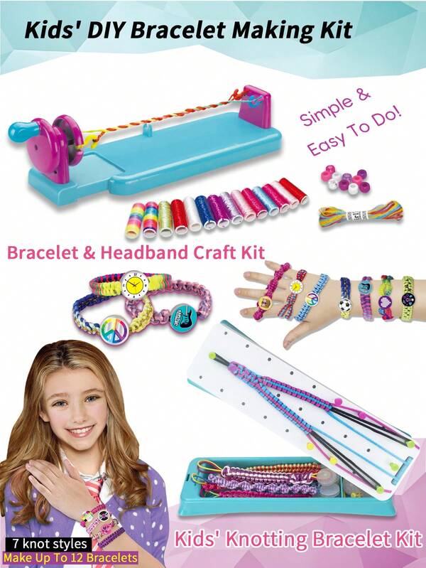 Girls Bracelet Making Kit, Handmade Woven Cord Set, Fashion Bracelet Weaving Loom, DIY Bracelet Weaving Loom, Creative Sticker Bracelet Stickers, Girls Friendship Bracelet Making Set, Girls Craft, Beaded Bracelet Making Craft, DIY Beaded Bracelet, Weaving Tools, Gift For Girls Aged 6-12, Christmas/Birthday/Halloween Gift, Suitable For Girls Over 6 Years Old