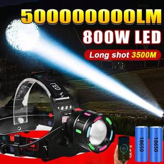 KENSUN 1000000 Lumens Strongest Headlight 18650 Rechargeable High-Power LED Headlight Fishing Headlight Professional Headlight Engineering Headlight Waterproof Camping Headlight