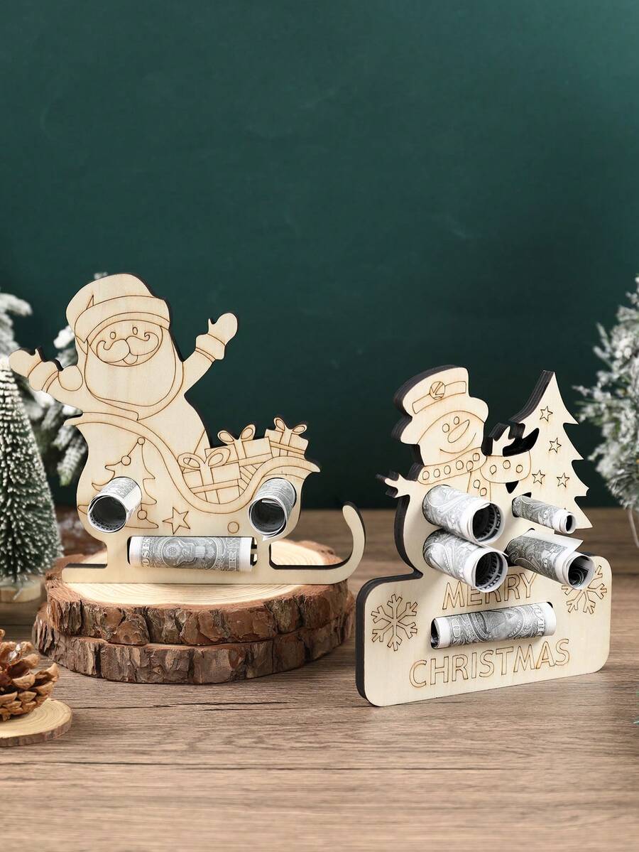1 buc. Ornament de Crăciun pentru suport de bani din lemn, suport de bani din lemn pentru colorat DIY, cadou perfect de Crăciun pentru familie și prieteni, ornamente de Crăciun creative pentru portofel din lemn pentru a îmbunătăți atmosfera festivă a familiei, decorațiuni de Crăciun pentru casă, cadouri creative de petrecere de Crăciun, decorațiuni de Crăciun fericit, decor, cadouri de Anul Nou 2026, decorațiuni de Crăciun din lemn
