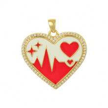 1pc Cute Girly Multi-Color Heart Copper Pendant, Handmade DIY Necklace, Bracelet, Earring Jewelry Charm, Suitable For Daily Wear, Great For Christmas Gift - Multicolor - View 7