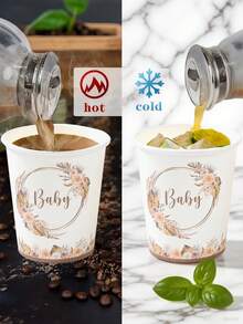 8/25个装 Hey Baby 波西米亚风一次性纸杯，适用于性别揭晓派对、迎婴派对、男孩或女孩派对，可盛装冷热饮、咖啡，也适用于婴儿派对、家庭聚会、野餐，还可用作婴儿派对装饰、家居装饰和生日装饰。 - hey Baby boho - 查看 5