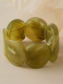 1 pieza Pulsera de mujer con cuentas y estampado de teñido anudado colorido, accesorio de uso diario, adecuado para primavera/verano