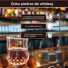 Juego de Vasos para Whisky con Palet,Whiskey Set de Regalo con 2 Vasos para Whiskey,8 Piedras de Whisky y Bolsa Transportadora,Pinzas de Acero,2 Posavasos,Regalos para Hombre,Papa,Novio,Marido - 1 - Ver 2