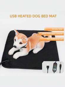 Adjustable Temperature Pet Dog Heating Pad, Waterproof & Bite-Proof Electric Dog Blanket With Timer, Pet Sleep Supplies, Pet Seat, USB Foldable Heating Mattress - Multicolor - View 4