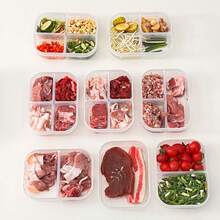 WORTHBUY 1个透明塑料冰箱保鲜盒，带盖，密封防漏，可重复使用，隔层保鲜盒，可微波炉加热，可堆叠，节省空间，适用于厨房和餐厅的食品储存。 - 彩色 - 查看 3