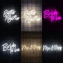 Mr And Mrs 霓虹灯，霓虹灯 LED 背景墙装饰，USB 供电的 Mr And Mrs 霓虹灯，用于婚宴装饰，周年纪念婚礼礼物预订