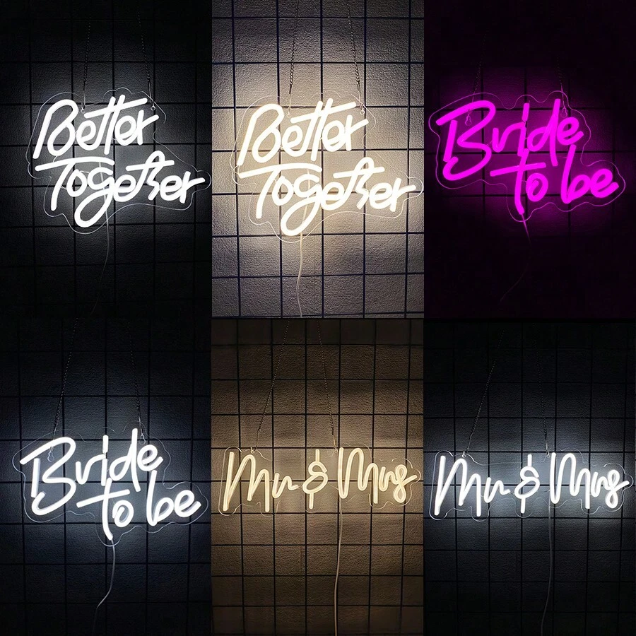 Mr And Mrs 霓虹灯，霓虹灯 LED 背景墙装饰，USB 供电的 Mr And Mrs 霓虹灯，用于婚宴装饰，周年纪念婚礼礼物预订