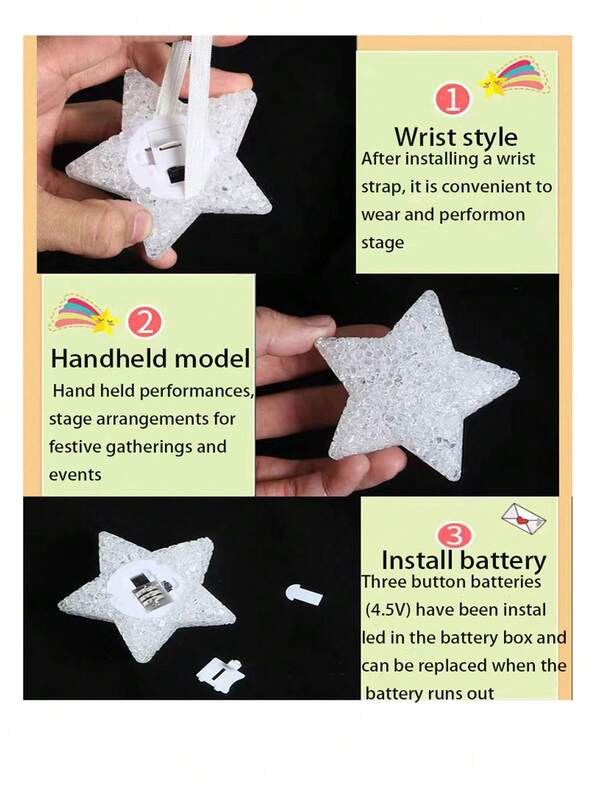 1PC/2pcs Stage Performance With Small Star Lights In Hand, Dance Performance With Choir In Hand, Suitable For Concerts, Parties, Birthdays, And Holiday Performances, Holding Illuminated Pentagram Decorative Props In Hand