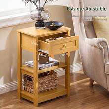 SoBuy Bedside Table Nightstand Side Table End Table Coffee Table With 1 Drawer And 2 Shelves White W45 X D30 X H68cm FBT46-W - Brown - View 5