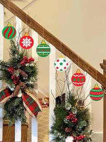 16个/8个未上漆木制圣诞装饰品，DIY原色木制圣诞球装饰，手工冬季悬挂装饰品 - 彩色 - 查看 5