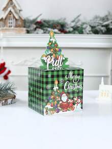 1 set de boîte-cadeau de Noël à grille verte avec extraction de pièces, boîte à monnaie avec extraction du Père Noël, design de bonhomme de neige et sapin de Noël, boîte à surprise en papier, boîte-cadeau de Noël pour l'argent, boîte à pièces en papier, décoration de Noël joyeux, décoration de Noël, décoration de Noël, cadeau de Noël, décoration de Noël, décoration de Noël - Multicolore - Voir 8