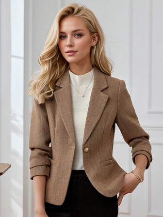 2025 Nuovi Arrivi Blazer Corto da Donna in Misto Lana, Vestibilità Petite di Alta Qualità per Autunno/Inverno