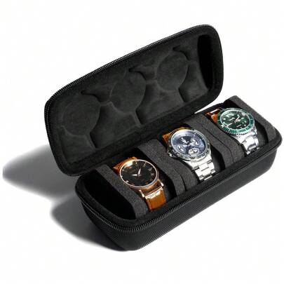 2 Slot Watch Travel Case With Anti-Move Pillow, Portable Watch Roll Organizer For Men And Women, Protective Storage Box