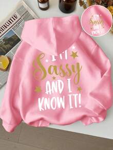 Toddler Girls' Letter Print Warm Hoodie Sweatshirt - Pink - View 8