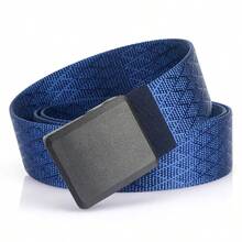 حزام نايلون كاجوال بنمط مربعات معينة، إكسسوار متعدد الاستخدامات لبنطلونات الجينز والرياضة الخارجية للرجال قطعة واحدة