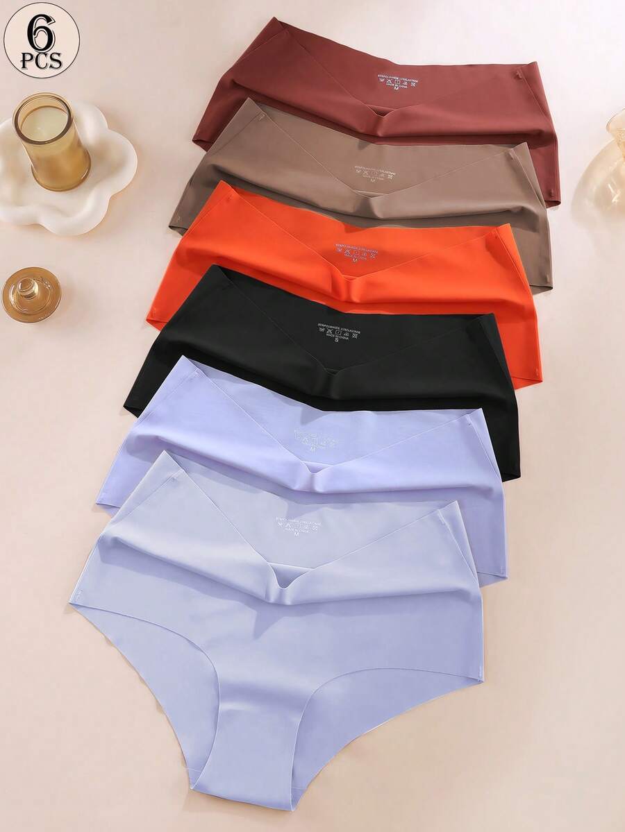 Aofeiqike 6pcs High Quality European & American Style Plus Size Women's High Waist Sexy Seamless Briefs, Breathable Soft Comfortable Underwear