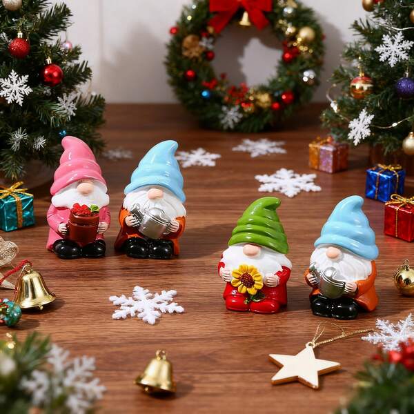 4/8/16 Piezas Conjunto de Decoraciones Navideñas de Gnomos - Lindas Figuritas de Gnomos de Jardín para Decoración Navideña y Regalos Festivos Decoración del Hogar Decoración de Habitación