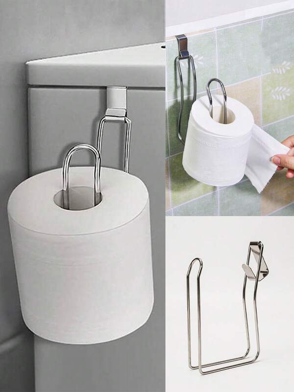 1pc Tissue Holder, Ironwork Toilet Paper Rack, Tissue Storage Rack, Practical Bathroom Wall And Door Rack, No Tape Required, Direct Installation, Bathroom Accessories, Bathroom Paper Rack, Kitchen Accessories, Dormitory Necessities