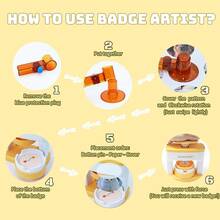 1 set de machine à faire des badges pour enfants, machine à poinçonner les badges DIY avec 48 pièces de boutons, cutter de cercle, machine polyvalente et créative pour faire des badges