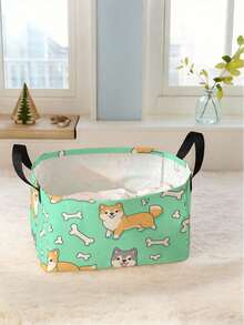 1 Stück Cartoon Welpen Muster offene Aufbewahrungsbox, multifunktionaler Aufbewahrungskorb mit Griff, Geschenk für Feiertage, Muttertags-/Vatertags-Geschenk, Aufbewahrung für Babybedarf, Windeln, Alltagsorganizer für Wohnzimmer, Badezimmer, Küche, faltbare Kleideraufbewahrung, süß und leicht, geeignet für Zuhause, Kinder, Kinderzimmer