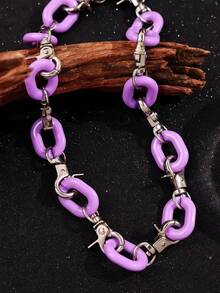 1pc Fashionable, Unique, Exquisite Hip-Hop Punk Versatile Colorful High-End Luxury Creative Geometric Acrylic Metal Buckle Necklace For Men, Suitable For Daily Wear, Festivals And Parties