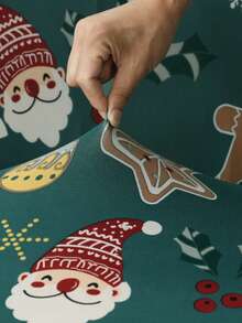 Christmas Party Decoration Christmas Sofa Bed Set With Santa Claus, Snowflake And Gingerbread Patterns Polyester Fiber Sofa Bed Set Home Decoration