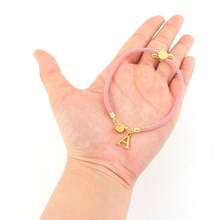 1 chiếc vòng tay dây điều chỉnh được bằng thép không gỉ mạ vàng hình trái tim, kiểu dáng cổ điển mới, dành cho nữ. - Hồng - Xem 3