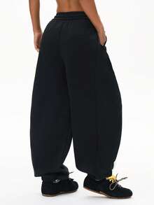 WAKYME Pantaloni jogger casual da donna con coulisse e tasche, tinta unita, stile minimalista, adatti per leggings autunno/inverno