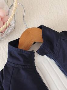 2 Stücke Baby Mädchen Frühling/Herbst Windjacken-Stoff Lässig Mode Set, beinhaltet Schmetterling bestickte Stehkragen Reißverschluss-Top und Hose mit Tunnelzug Taille, süß & niedlich