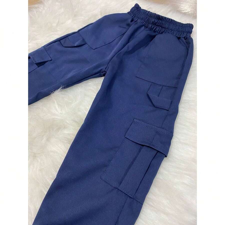 Tailored Cargo Jogger Pants – Style And Comfort For Modern Boys! - Navy Blue - View 1
