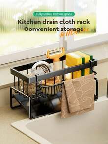 1 peça de suporte para esponja de pia de cozinha, suporte para pia com drenagem automática, suporte organizador de plástico para pia de cozinha, suporte para panos de cozinha, prateleira de banheiro, suporte para esponja de torneira, suporte organizador para esponja e detergente de louça, cesto de armazenamento multifuncional, para escorredor de pratos, sabonete, escova, toalha, spray de limpeza, utensílios de cozinha, acessórios para banheiro/cozinha, decoração de cozinha de Natal - Multicolorido - Ver 2