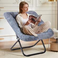 Sweetcrispy Comfy Chair For Adults, Soft Faux Fur Folding Lounge For Bedroom Living Room Dorm Rooms Flexible Reading Chair For Teens, Large Size Foldable,Square-Gray - Xám - Xem 3