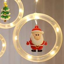 Luci a tendina natalizie a LED, luci a filo di rame a LED con design a cartone animato di Babbo Natale per decorazioni natalizie per interni, decorazioni per finestre, lampade natalizie, decorazioni natalizie per camera da letto di casa