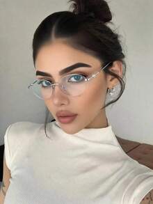 Unisex Computer/Gaming/TV/Phone Glasses, Cat Eye Metal Frame, Reduce Eye Fatigue, Lightweight & Fashionable Optical Glasses