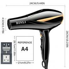 1个吹风机，适合全家使用 | 快速干发 + 一键操作 | 随机风嘴配件 = 告别单调造型 | 手工定制Logo：独一无二；飓风风嘴，出风口安全网，随机款式 - 英規插(220-240V) - 查看 3