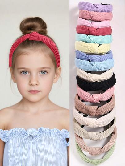 4 Pcs Girls Fashion New Color Striped Top Knot Headbands, Bright Color Soft Fabric Knotted Hairband Hair Accessories For Holiday Parties And Daily Use