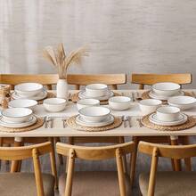 MALACASA 12/16/18/24-Piece White Porcelain Dinner Plate Set With Black Rim And Curved Edge, Including Dinner Plates, Dessert Plates, Pasta Bowls, And Bowls, For 4/6 People - White - 白色 - 查看 10