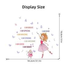 1 Sheet Cute Ballet Girl Wall Stickers - Duck Butterfly And Inspirational Quotes I AM STRONG KIND AMAZING SPECIAL BRAVE, Removable Nursery Decals For Kids Room Pink Theme Room Decor Easy Apply,Halloween Christmas Gift,Peel And Stick Wall Art - Multicolor - View 16