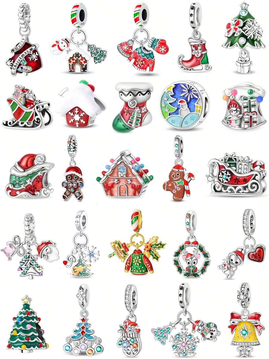 DIY Exquisite Christmas Sleighs, Sweet Gingerbread Men, Lucky Bells, Christmas Trees, Santa Claus, Christmas Stockings And Other Charming Beaded Pendants, Suitable For Everyday Wear, DIY Jewelry Making Necklaces, Bracelets And Other Accessories.